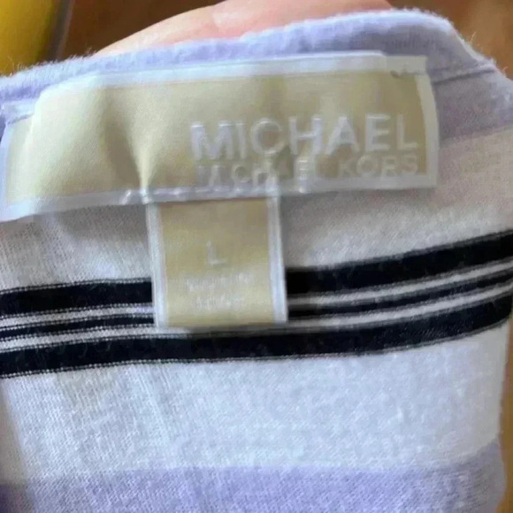 Michael Kors Lavender/Blk/Wht Short Sleeve Summer Tee Womens Sz L - Picture 4 of 4